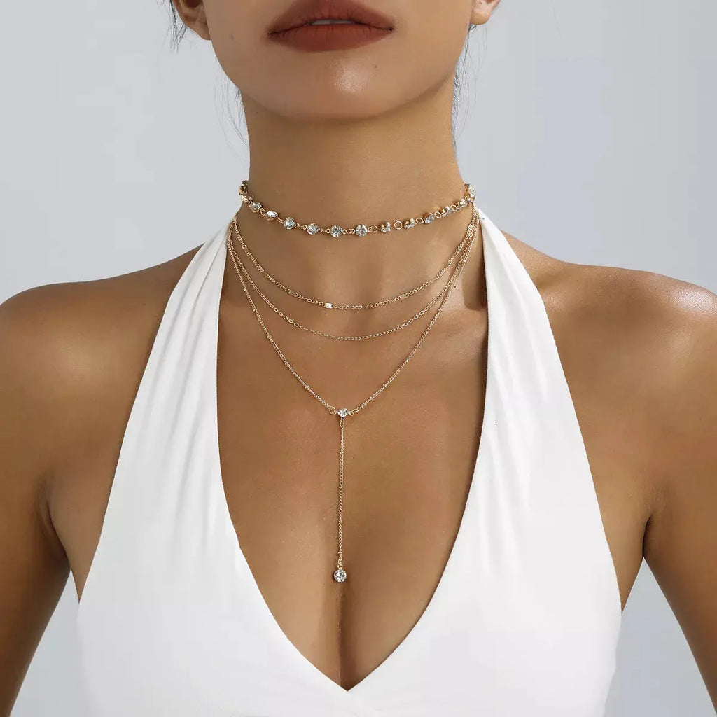 Multi-layered rhinestone choker necklace from Vicsxox