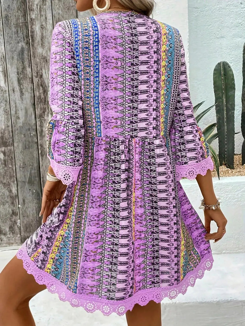 Printed V-Neck A-Line Dress Shopimist