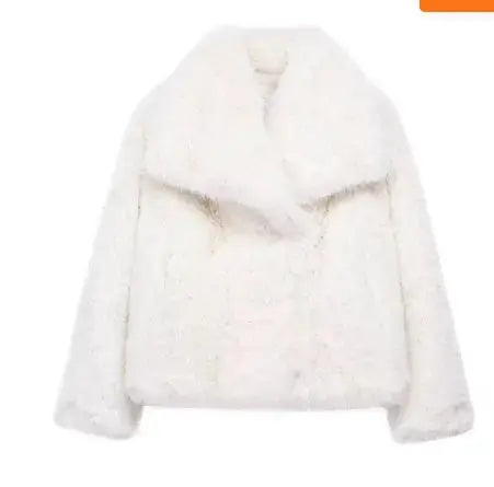 Women's Fluffy Faux Fur Coat | Oversized Lapel Jacket Vicsxox