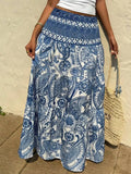 Paisley print tiered maxi skirt detail