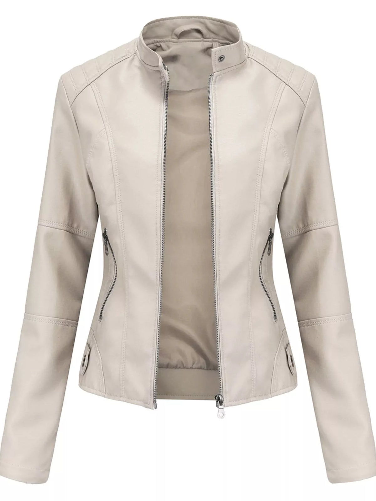 Faux Leather Zip-Up Moto Jacket | XS–4XL
