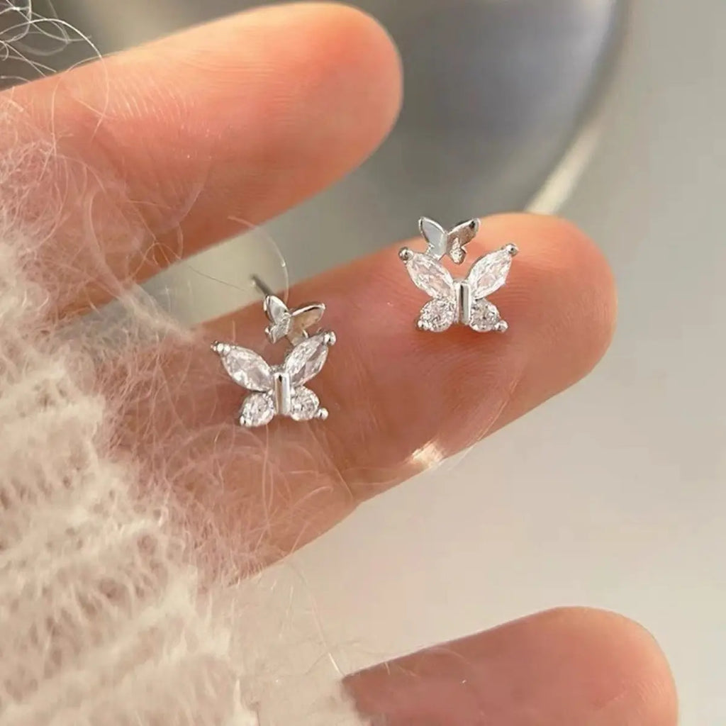 925 sterling silver butterfly stud earrings from Vicsxox
