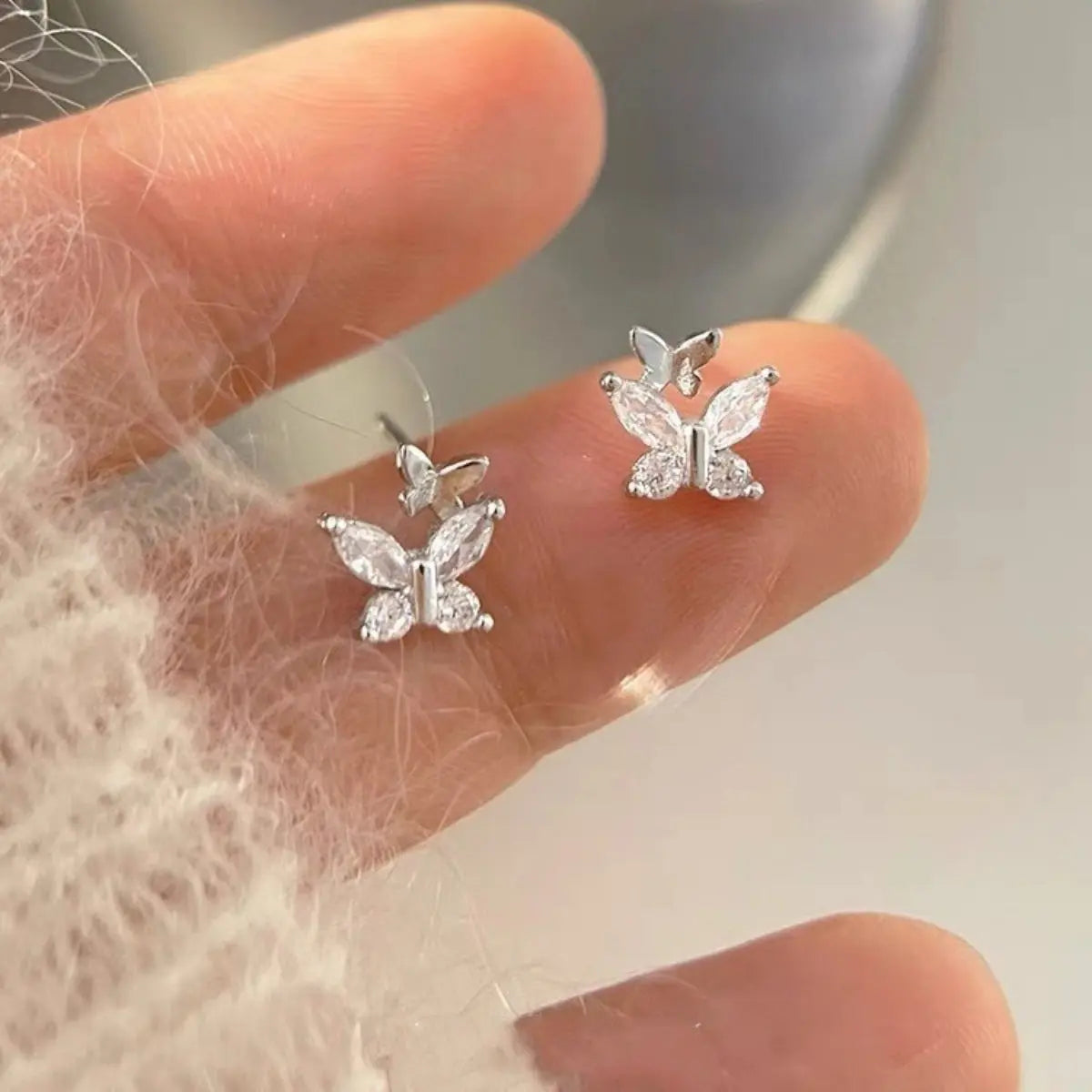 925 sterling silver butterfly stud earrings from Vicsxox