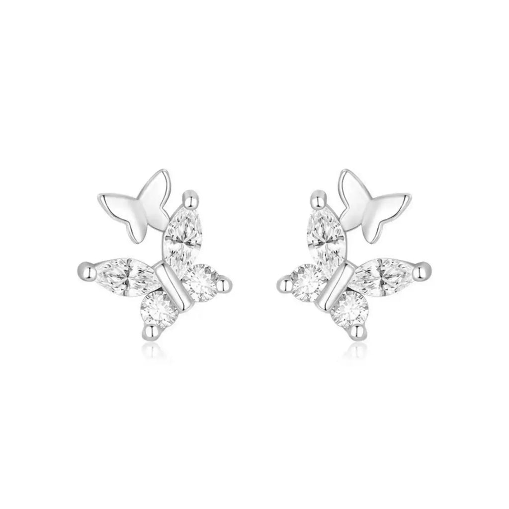 925 Sterling Silver Butterfly Stud Earrings