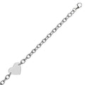 925 Sterling Silver Heart Station Chain Bracelet | Rhodium Plated | 5mm Cable Chain Vicsxox.com