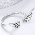 925 sterling silver zircon angel wing open ring from Vicsxox