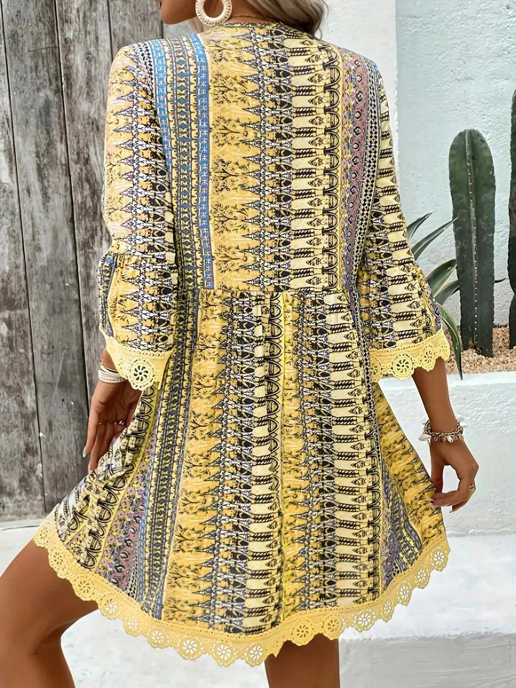 Printed V-Neck A-Line Dress Shopimist