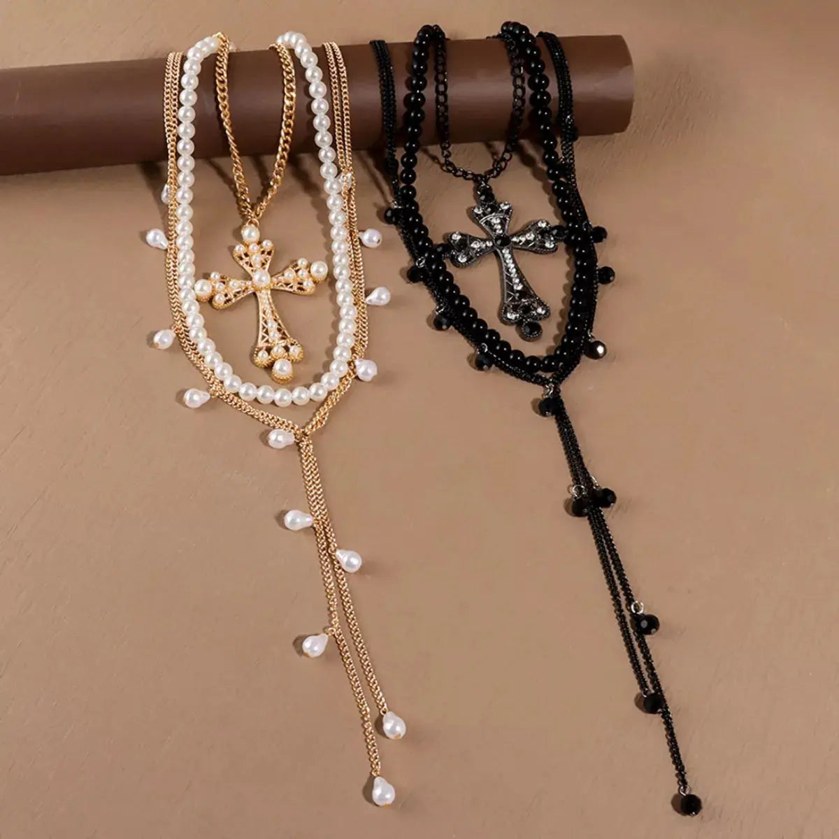 Pearl cross pendant necklace 3 piece set from Vicsxox