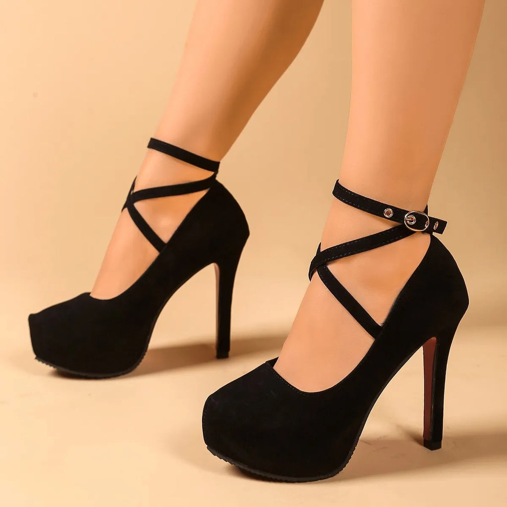 Ankle Strap High Heel Pumps Vicsxox.com