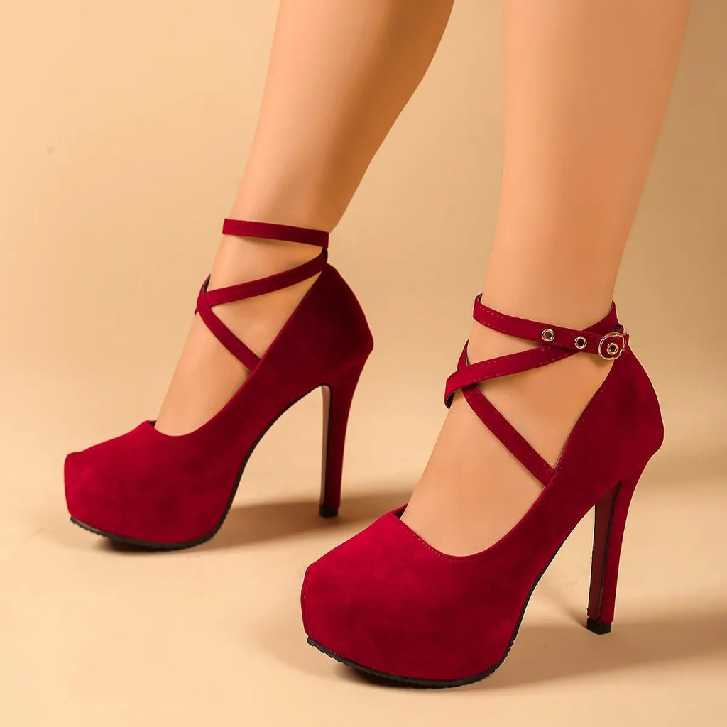 Ankle Strap High Heel Pumps Vicsxox.com