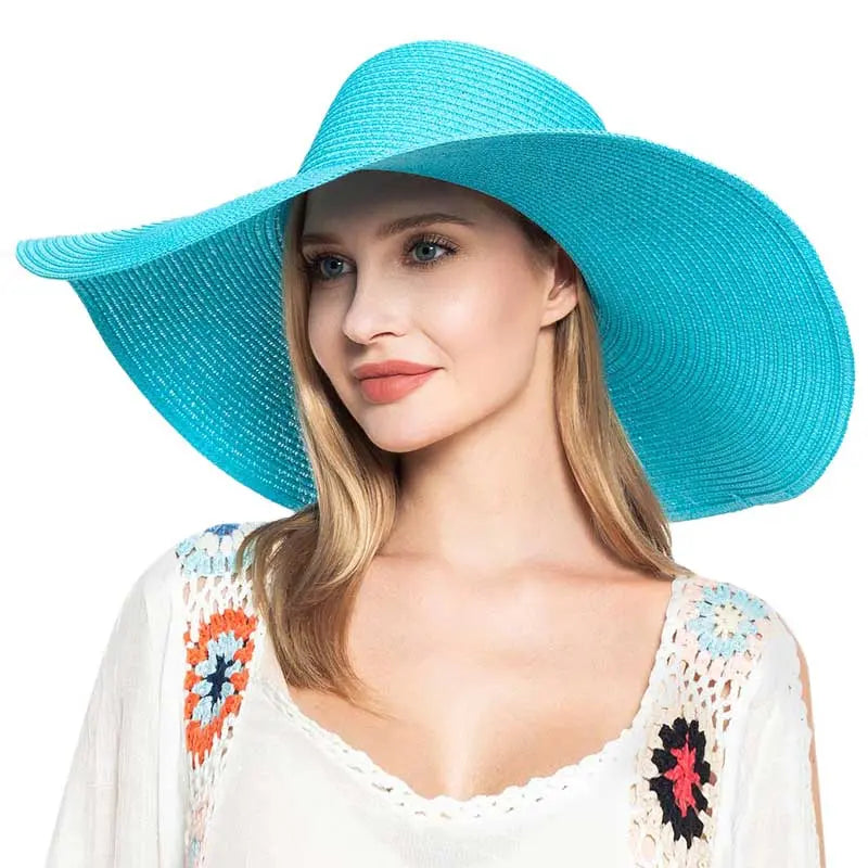 Women's Solid Floppy Straw Sun Hat