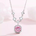 Blush Pink Zircon Pendant Necklace 925 Sterling Silver Vicsxox