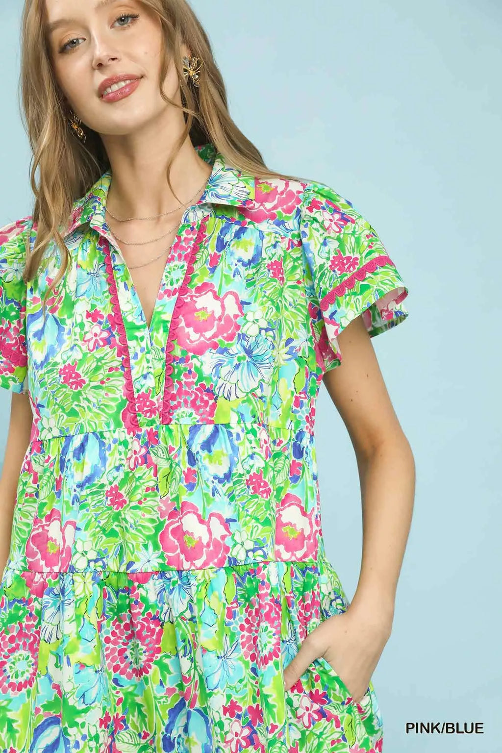 Bold Mixed Floral Tiered Midi Vicsxox.com