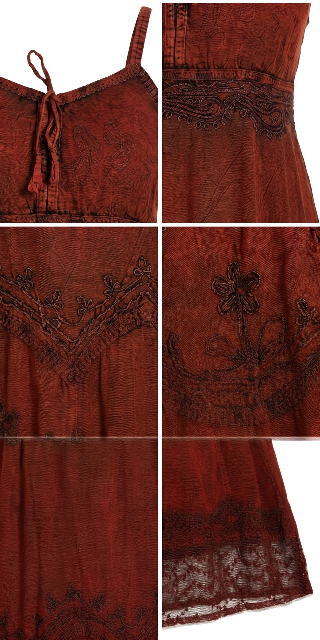 Sakkas Amy Stonewashed Rayon Embroidered Long Dress