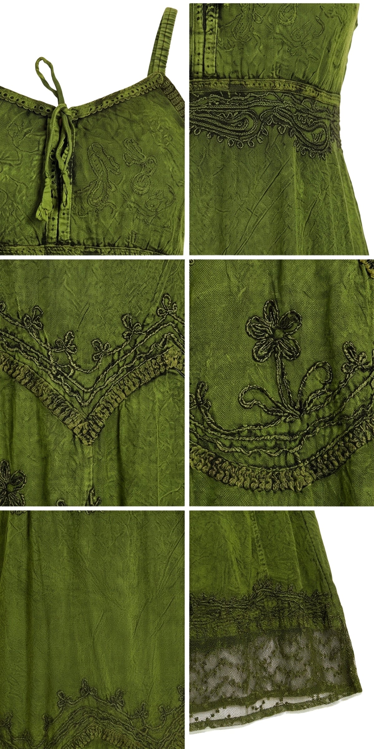 Sakkas Amy Stonewashed Rayon Embroidered Long Dress