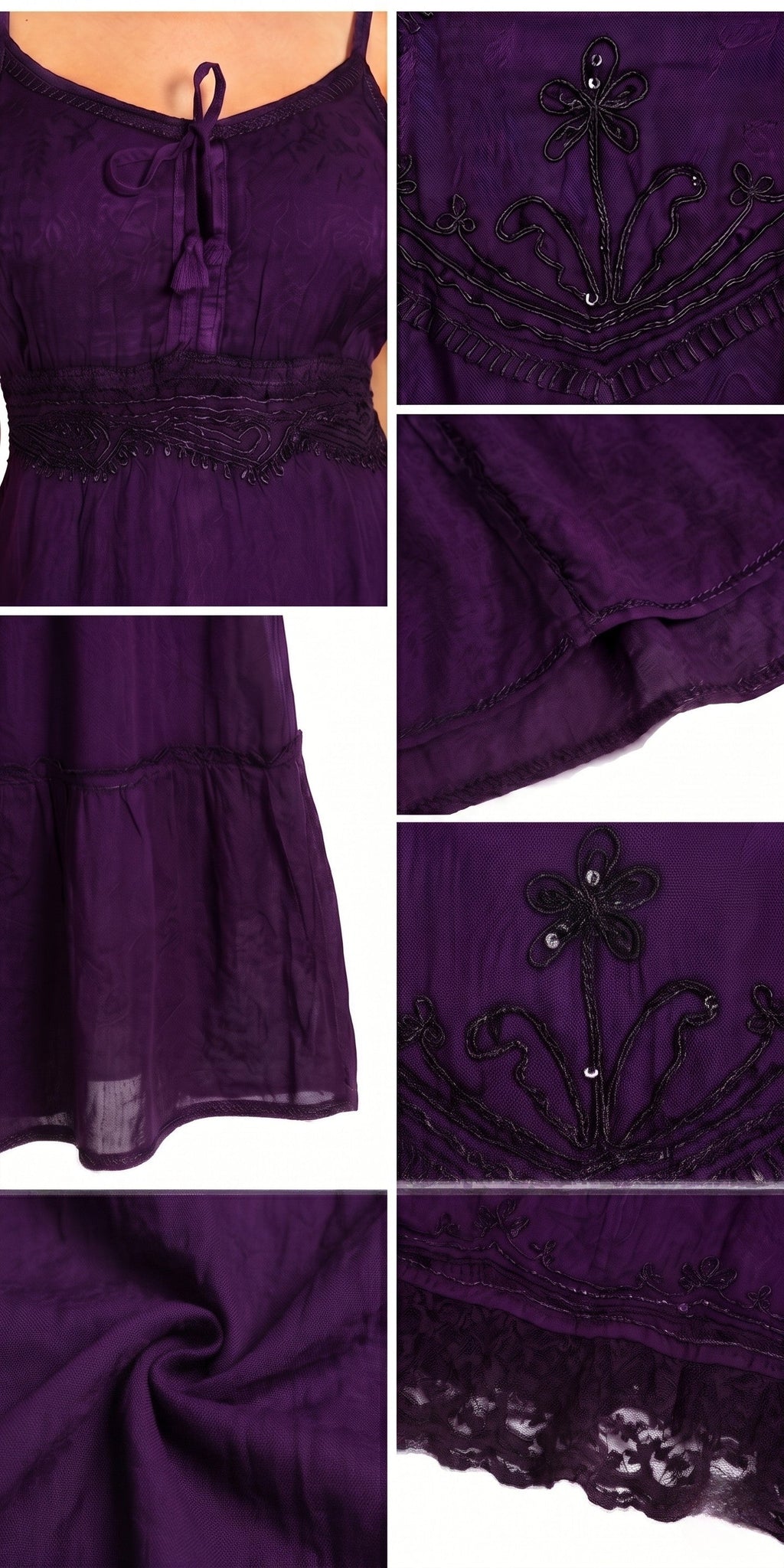 Sakkas Amy Stonewashed Rayon Embroidered Long Dress