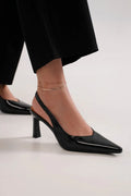 Faux Leather Point Toe Slingback Pumps Vicsxox.com