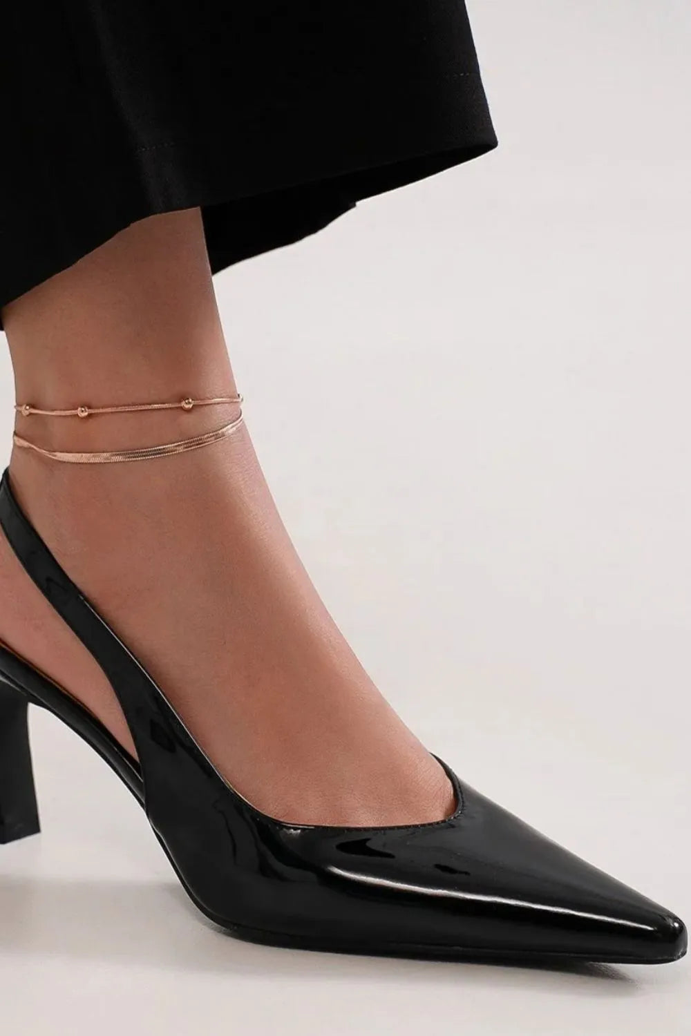 Faux Leather Point Toe Slingback Pumps Vicsxox.com