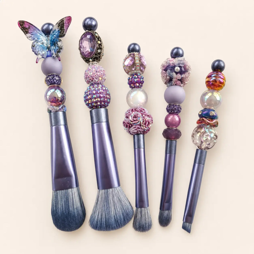 Handmade Beaded Makeup Brush Set Vicsxox.com