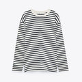 Women's Striped Long-Sleeve Cotton-Blend Crewneck Tee