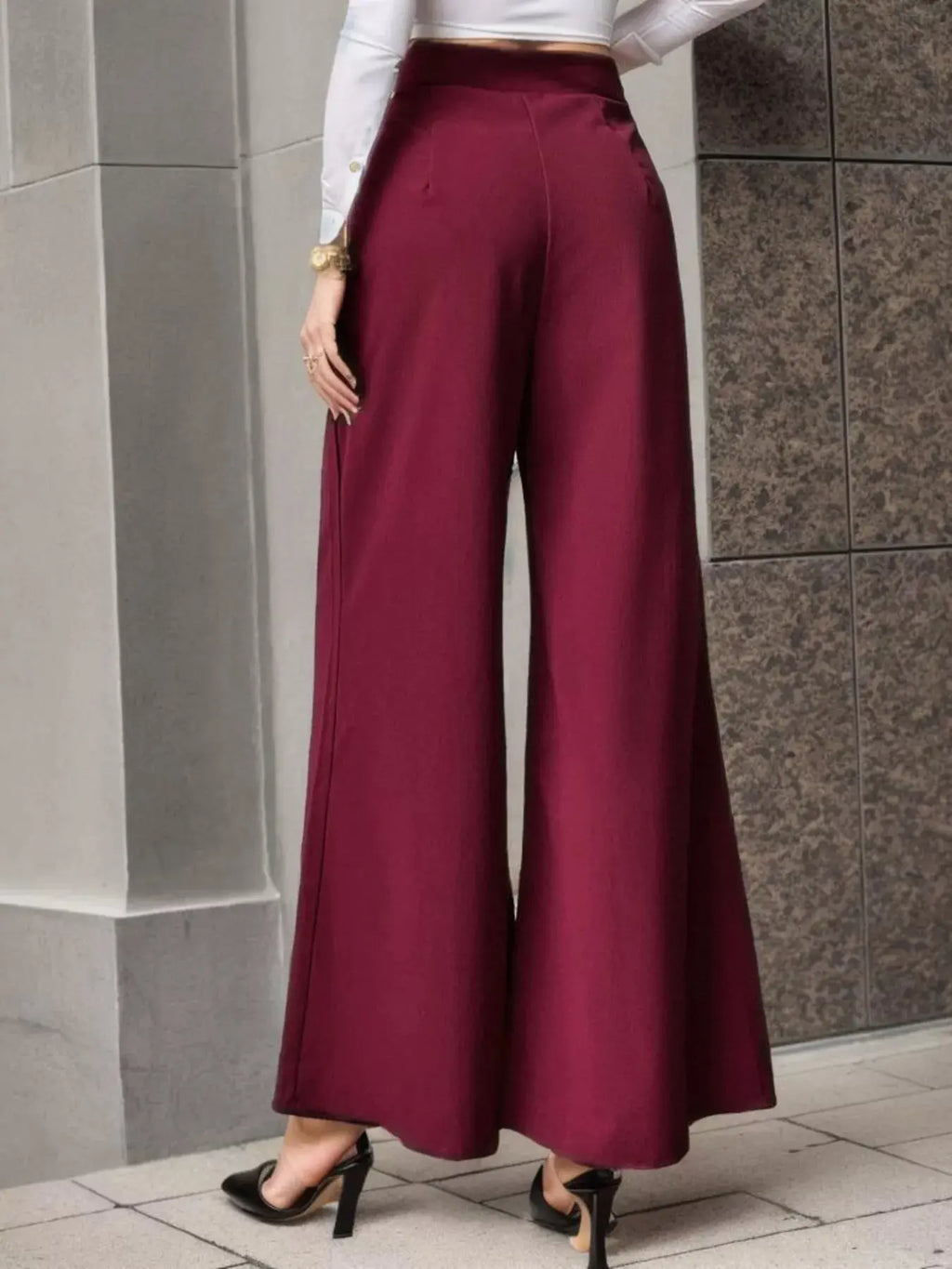 High-Waisted Wide-Leg Pants | Tie Waist Flowy Trousers Vicsxox.com