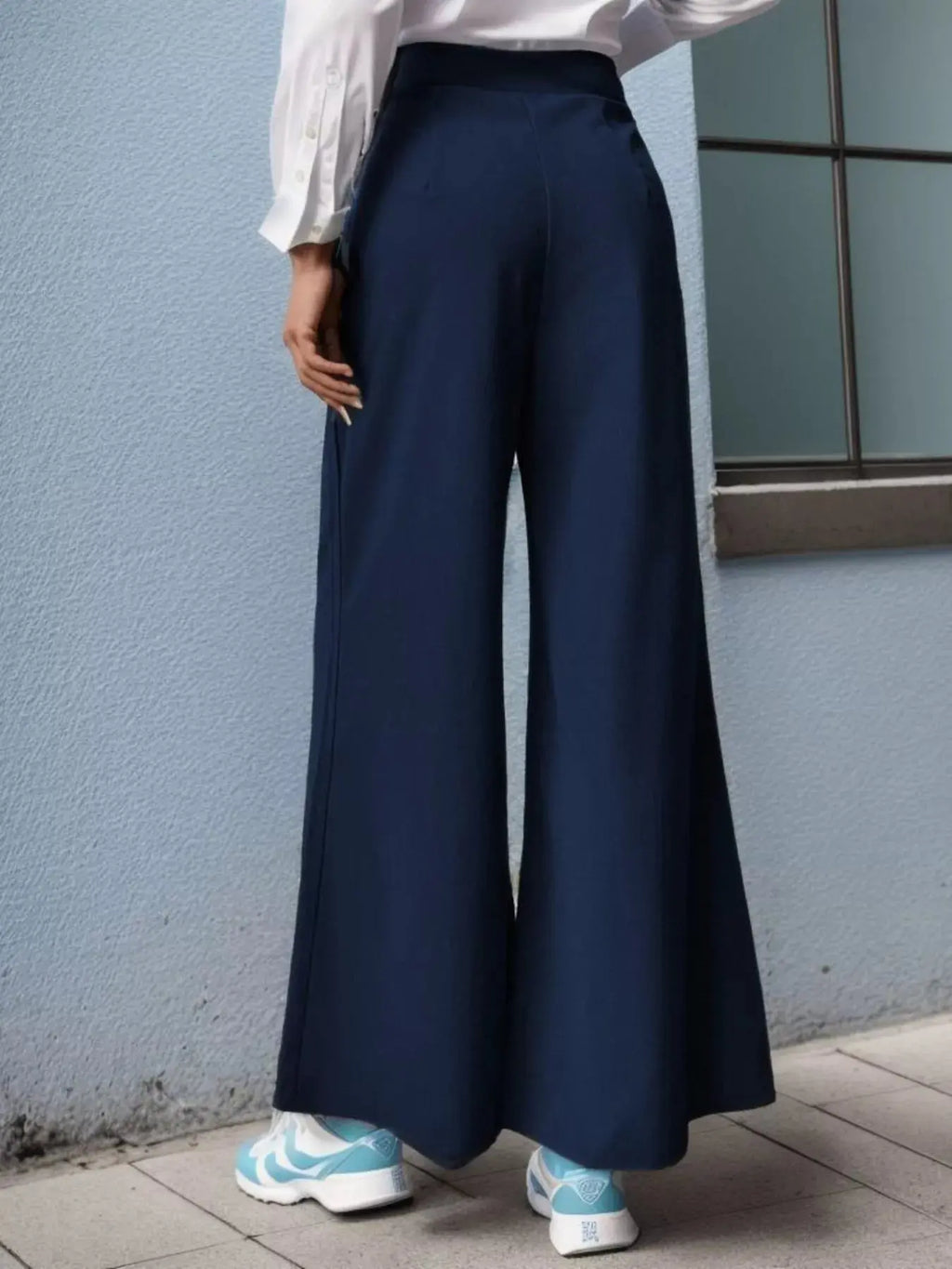 High-Waisted Wide-Leg Pants | Tie Waist Flowy Trousers Vicsxox.com