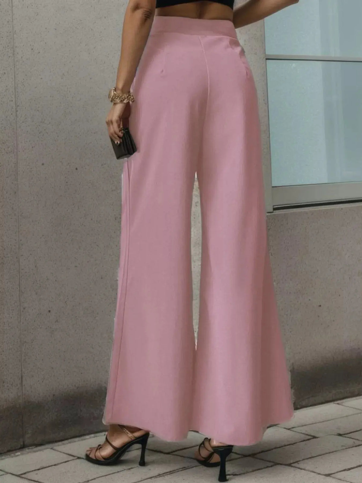 High-Waisted Wide-Leg Pants | Tie Waist Flowy Trousers Vicsxox.com