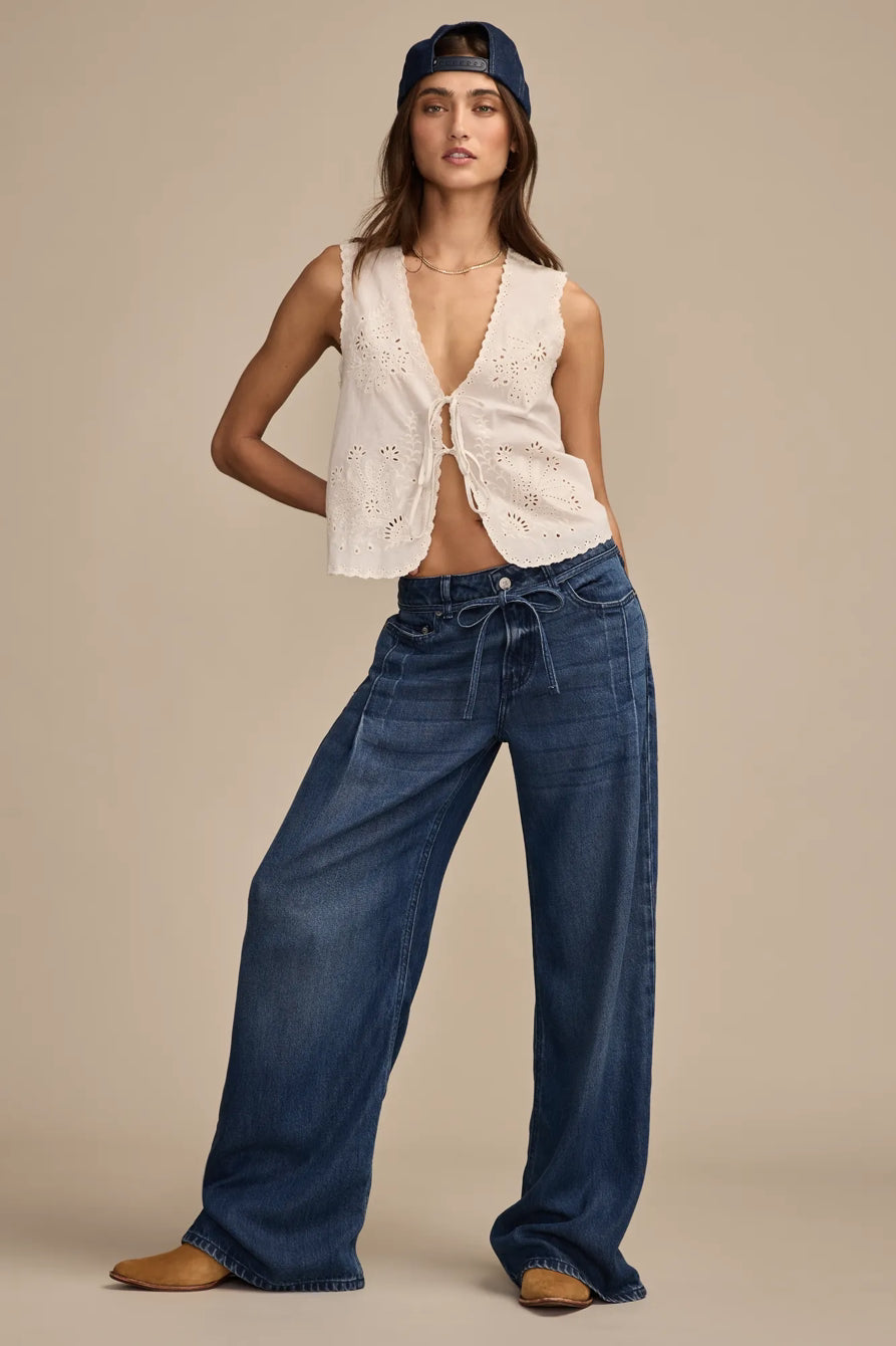 Women's Liquid Denim Palazzo Pants – Wide Leg, Lasso Wash, Sizes 27–29 Vicsxox