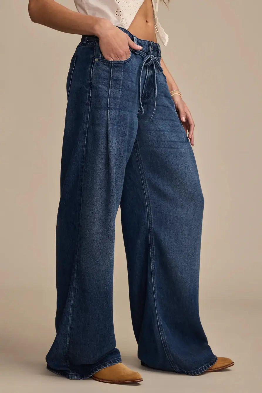 Women's Liquid Denim Palazzo Pants – Wide Leg, Lasso Wash, Sizes 27–29 Vicsxox
