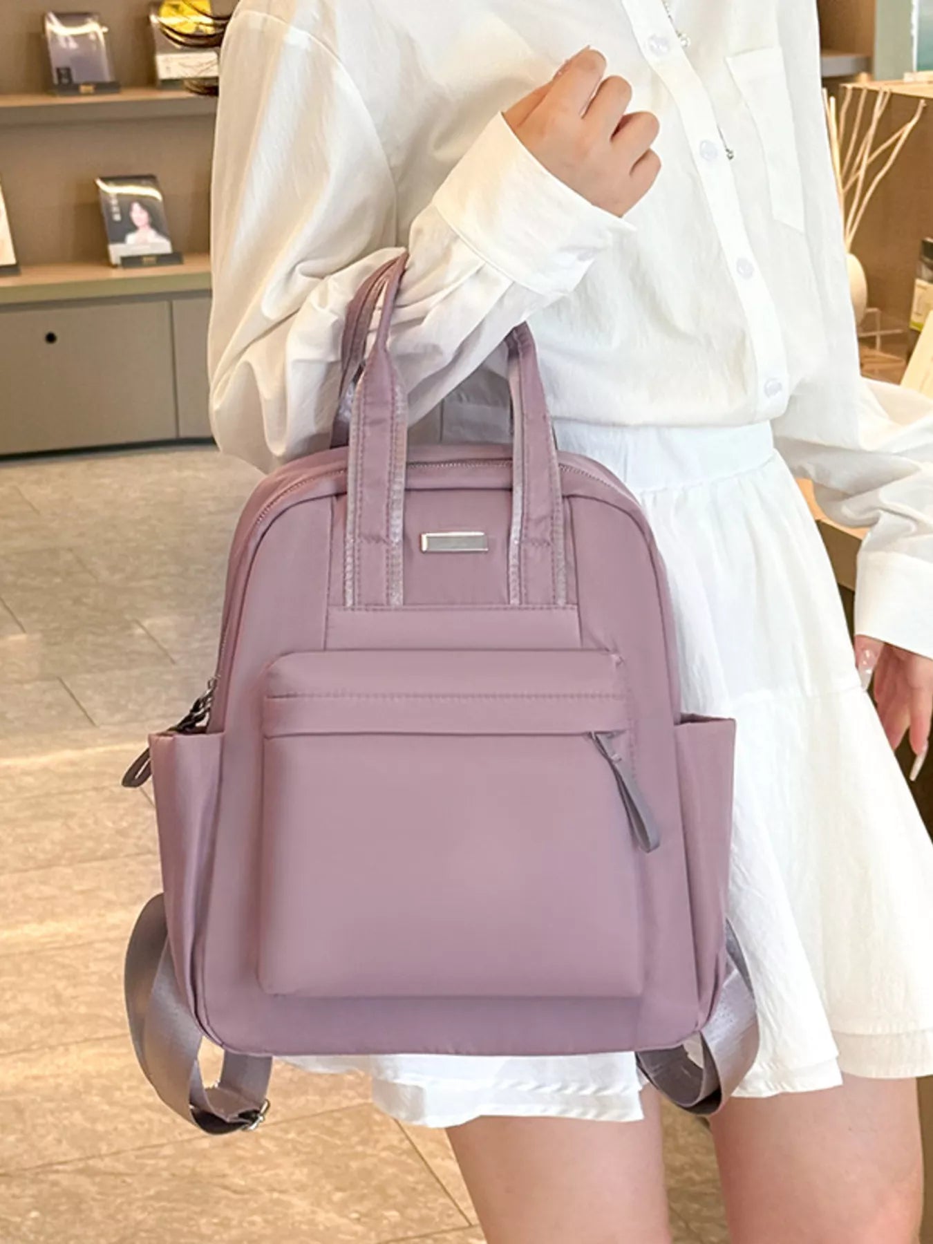 Lightweight Nylon Backpack with Dual Handles & Multi-Pocket Design Vicsxox.com