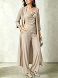 Long Sleeve Swing Collar Cardigan & Wide-Leg Pants Three-Piece Set Vicxxox.com