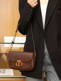 Mini Flap Shoulder Bag with Gold Chain Strap & Turn-Lock Closure  Vicsxox.com