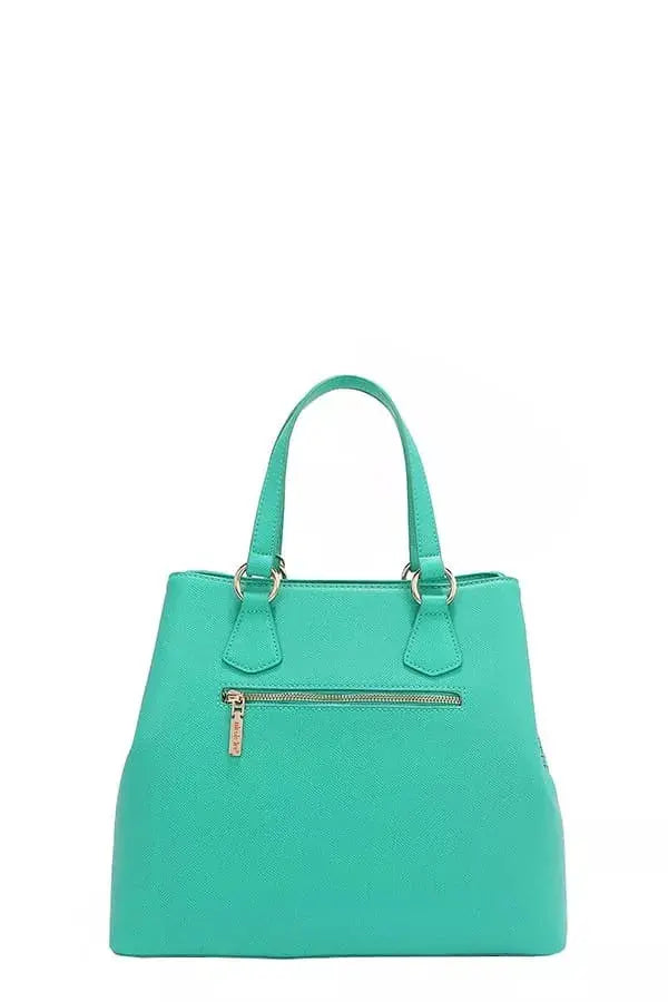 Monogram Grid Satchel Tote with Rhinestone Studs & Crossbody Strap Vicsxox.com