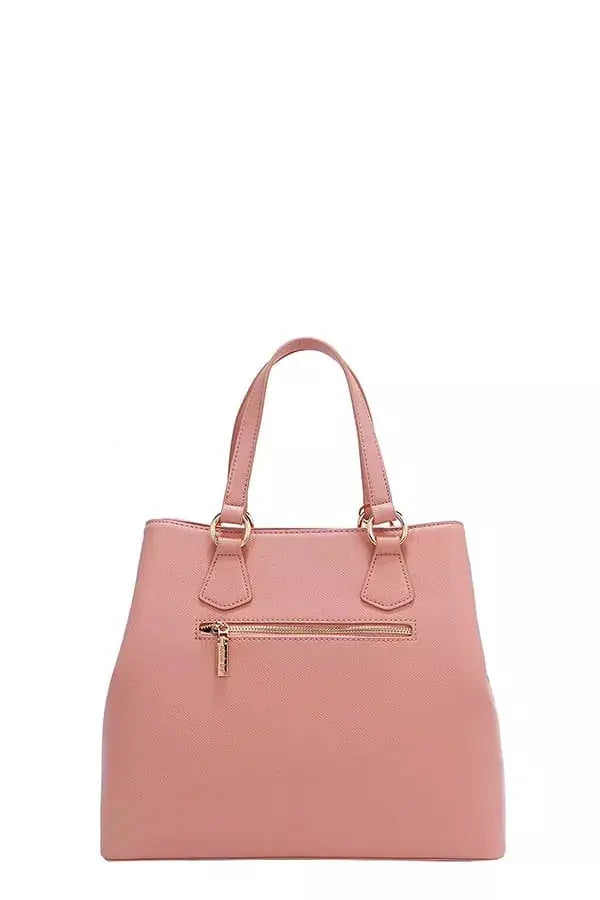 Monogram Grid Satchel Tote with Rhinestone Studs & Crossbody Strap Vicsxox.com