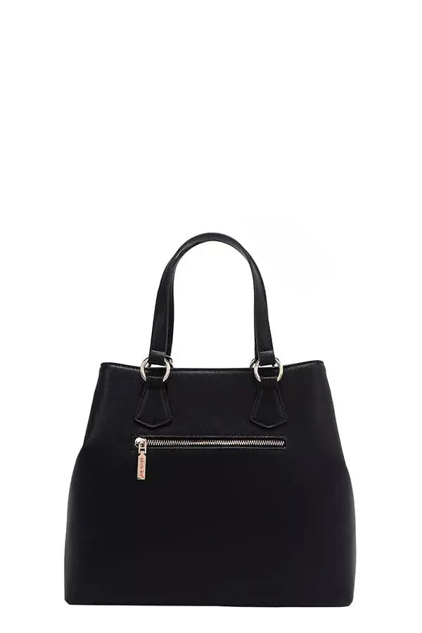 Monogram Grid Satchel Tote with Rhinestone Studs & Crossbody Strap Vicsxox.com