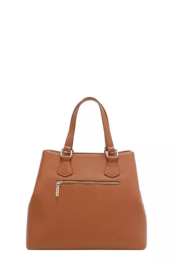 Monogram Grid Satchel Tote with Rhinestone Studs & Crossbody Strap Vicsxox.com