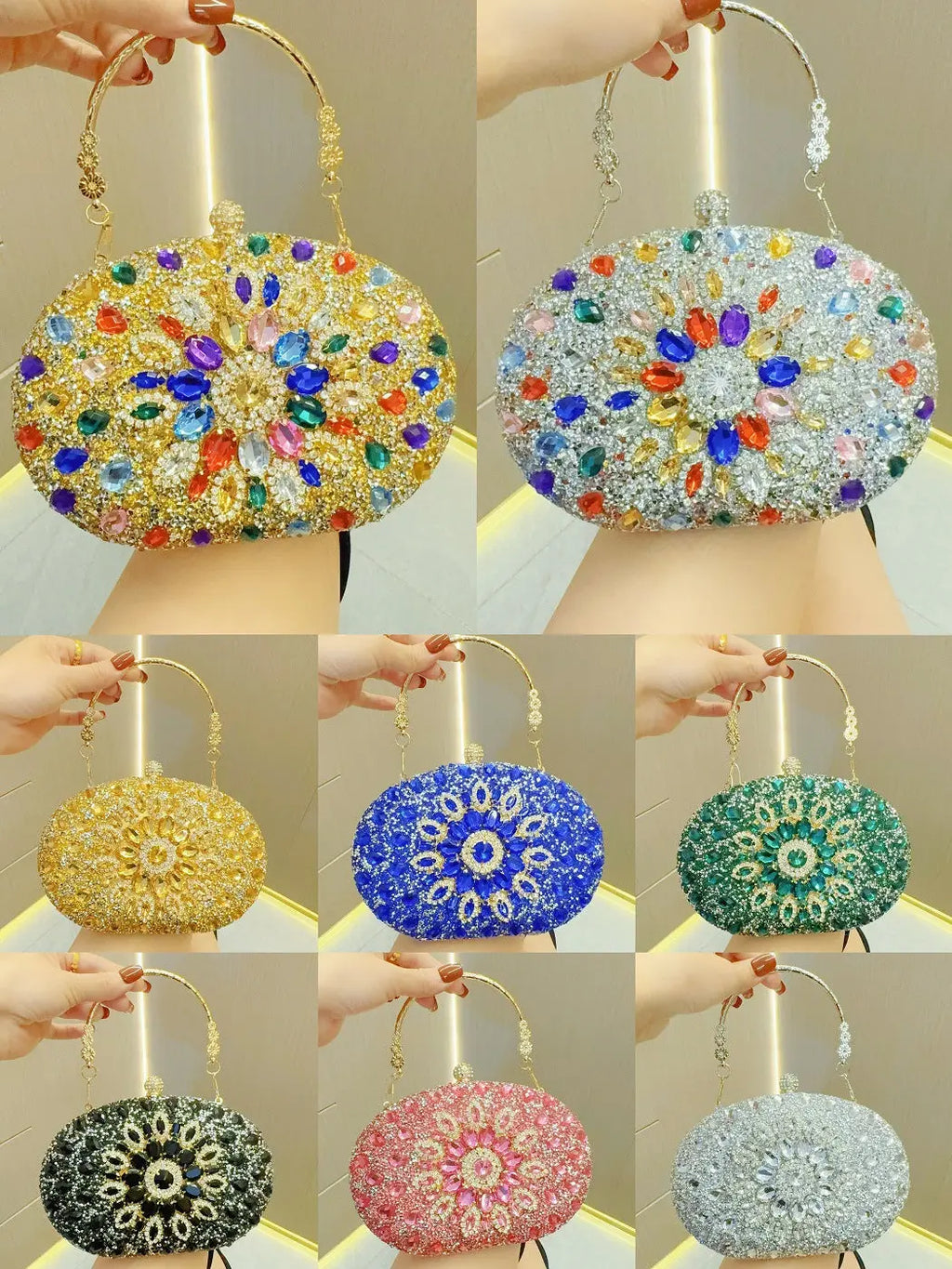 Women's Rhinestone Evening Clutch – Luxury Glitter Bag for Weddings & Parties, 10 Colors Vicsxox