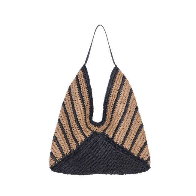 Striped Woven Hobo Shoulder Tote