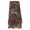 Boho Paisley Print Mesh Midi Skirt with Ruffled Hem