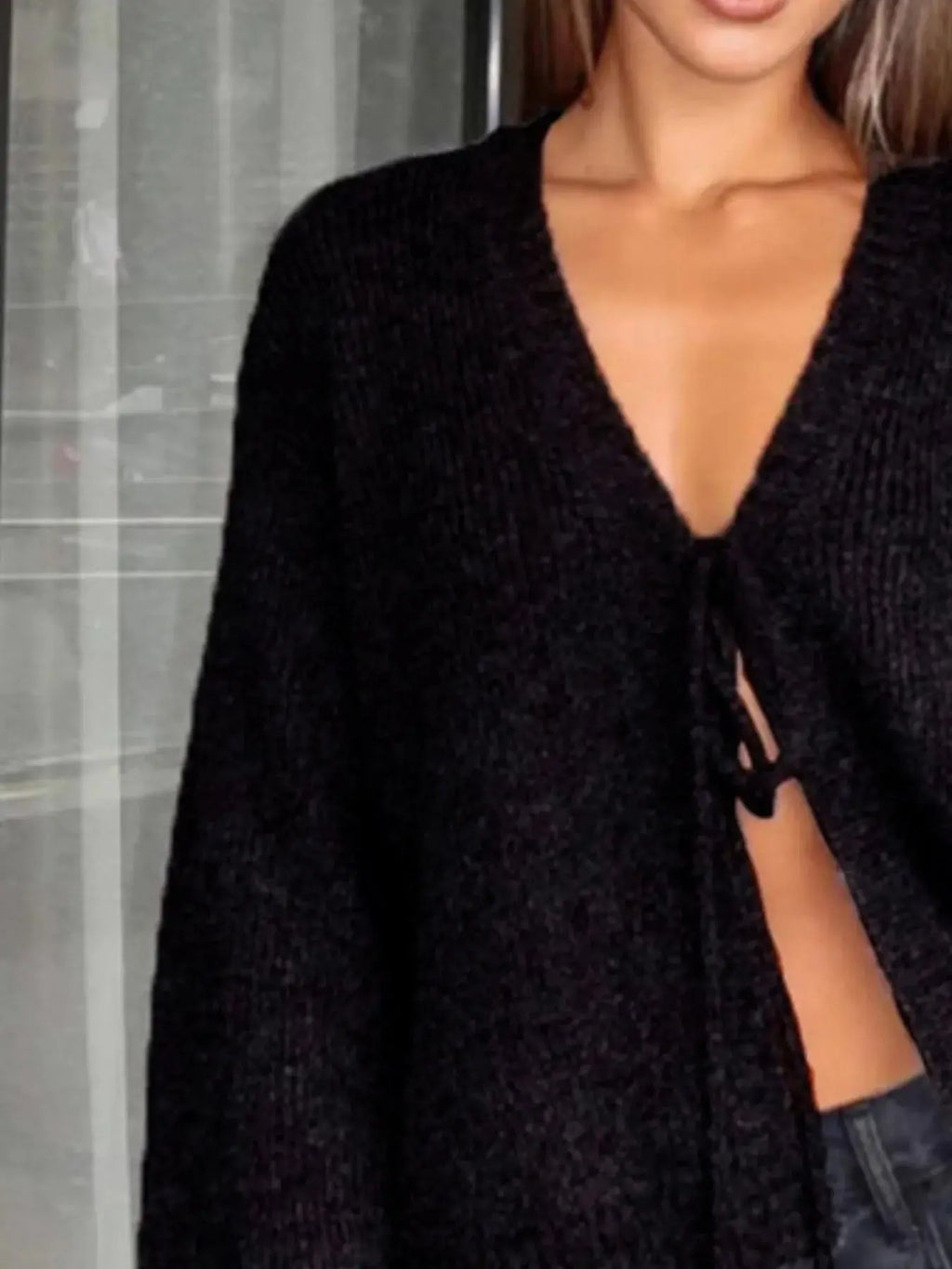 Open Front Tied Sweater Cardigan – Boho-Luxe Layering Essential Vicsxox.com