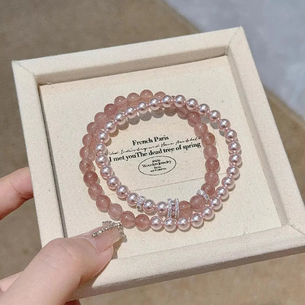 Pearl beaded bracelet 2 piece set from Vicsxox