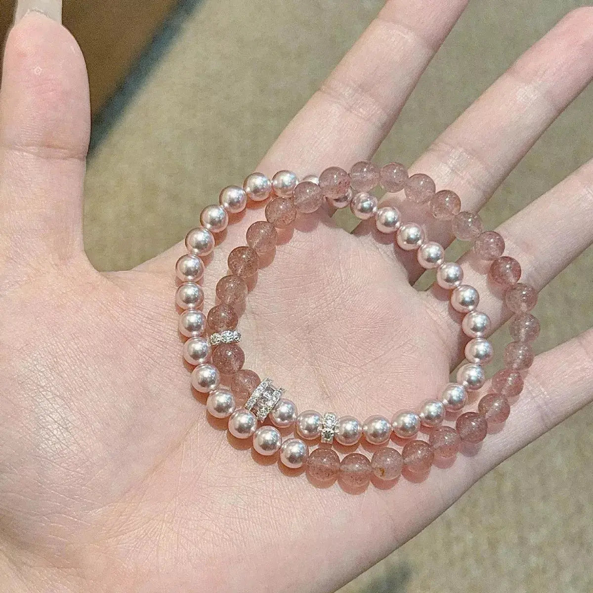 Pearl Beaded Bracelet 2 Piece Set vicsxox.com