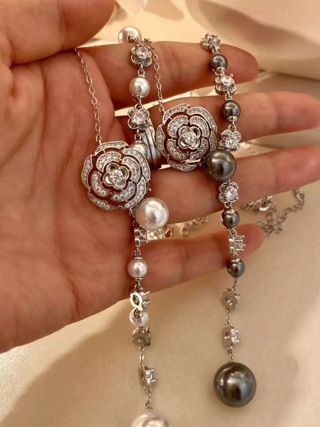 Pearl Flower Y-Necklace