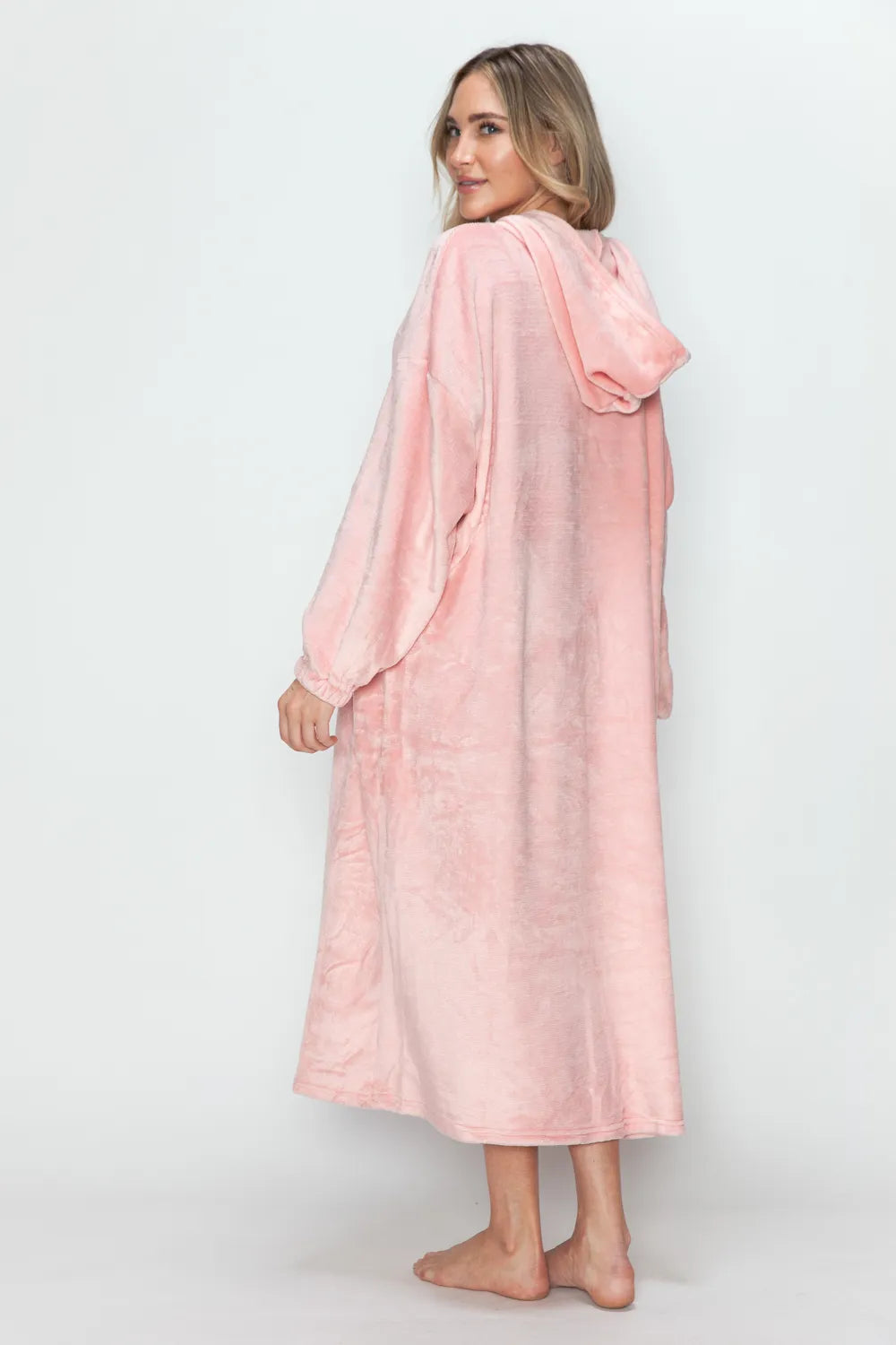 Pocketed Hooded Midi Lounge Dress Vicsxox.com