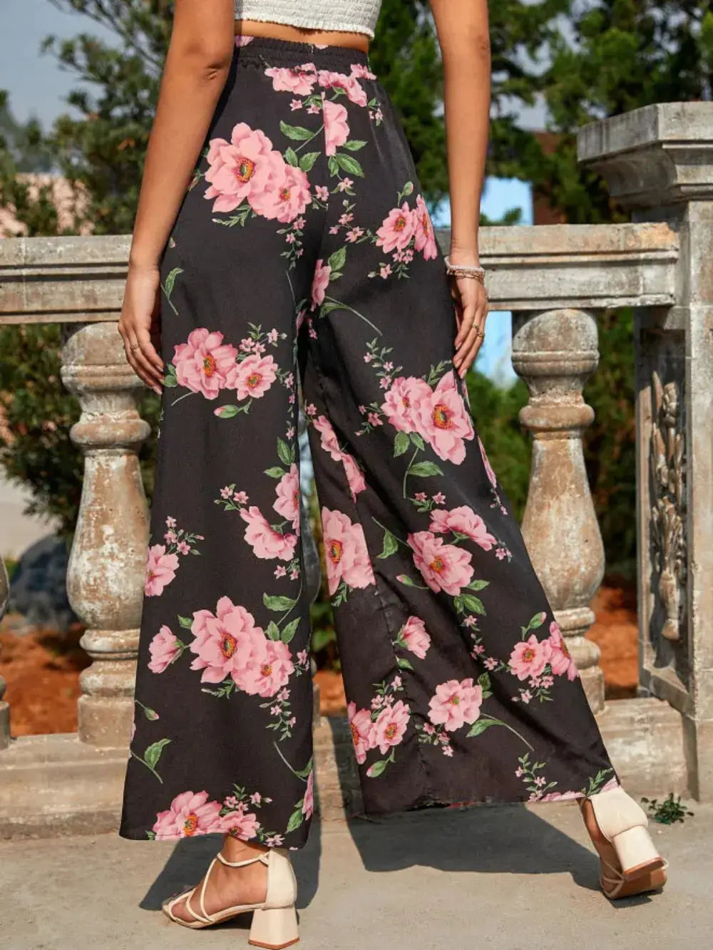 Printed Elastic Waist Wide Leg Pants – Boho Flowy Bottoms Vicsxox.com