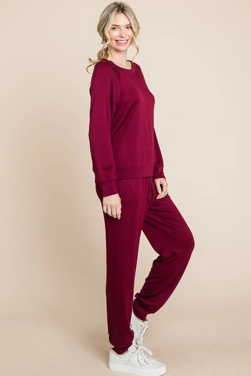Raglan Sleeve Top & Pants Lounge Set Vicsxox.com