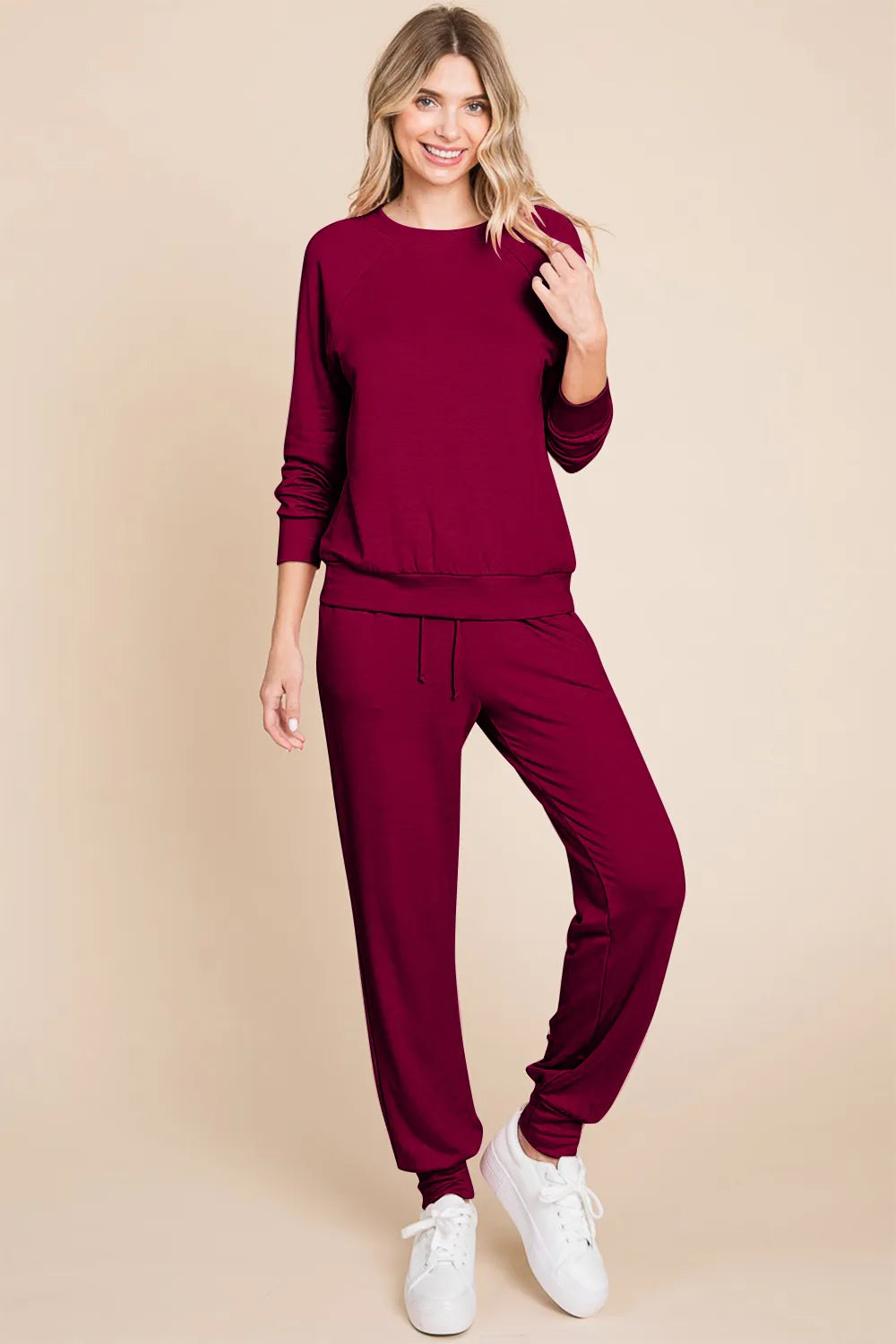 Raglan Sleeve Top & Pants Lounge Set Vicsxox.com