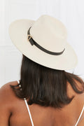 Ride Along Fedora Hat – Faux Leather Belt & Gold Buckle Detail Vicsxox.com