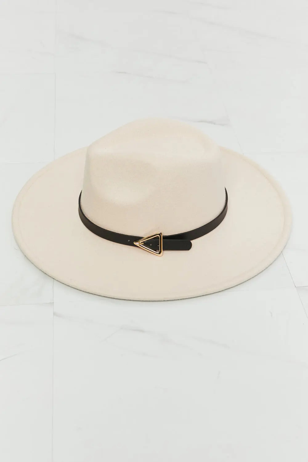 Ride Along Fedora Hat – Faux Leather Belt & Gold Buckle Detail Vicsxox.com