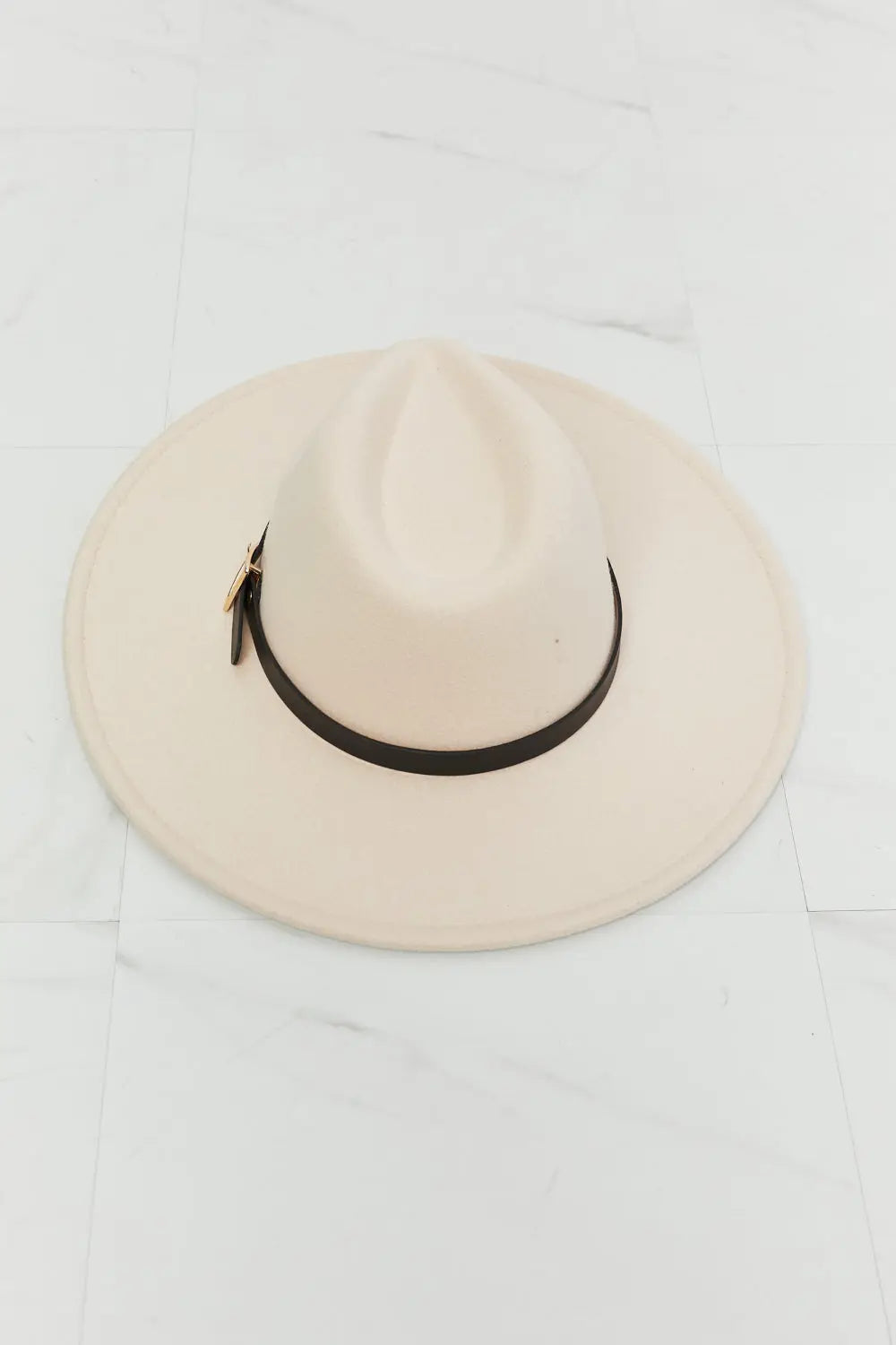 Ride Along Fedora Hat – Faux Leather Belt & Gold Buckle Detail Vicsxox.com
